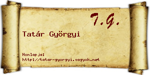 Tatár Györgyi névjegykártya